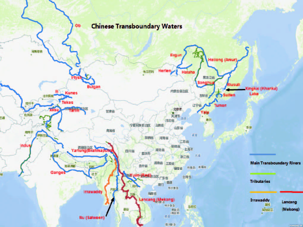 China's Transboundary Waters (from: Wouters & Chen, China's 'soft-path' to transboundary water cooperation examined in the light of two UN Global Water Conventions: exploring the 'Chinese way', Journal of Water Law, Vol. 22(6), pp. 229-247 (2011))